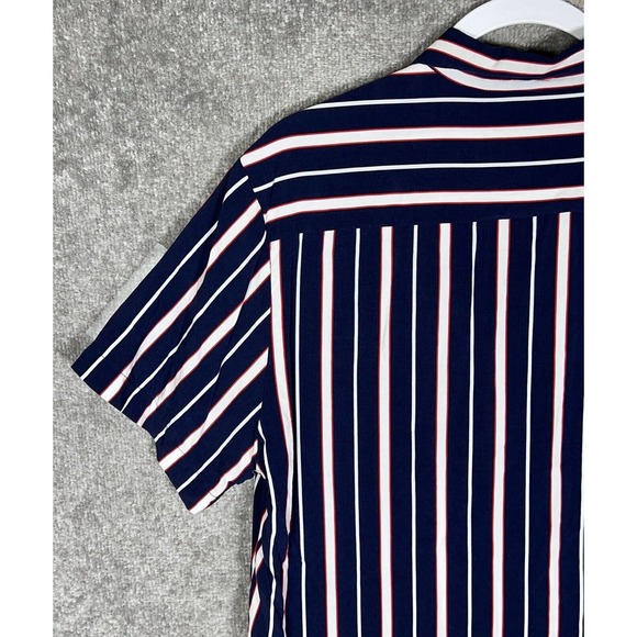 Denim & Flower Ricky Singh Blue Striped Short Sleeve Button Up Shirt Men Size XL - Picture 9 of 13